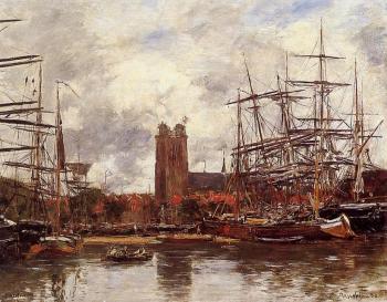 Eugene Boudin : Dordrecht, View of the Port